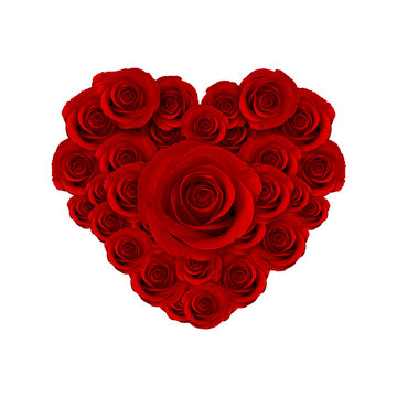 heart of beautiful red roses flower, happy valentine day