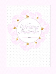 Vector wedding card with pastel pink roses