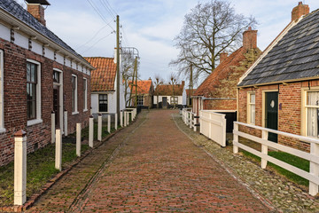 Fototapeta na wymiar Village street in the open-air museum in Enkhuizen, The Netherlands