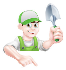 Cartoon Garden Man with Trowel
