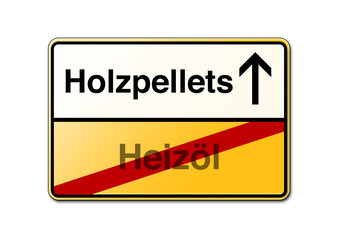 Holzpellets statt Heizöl Schild