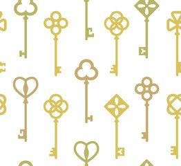Seamless pattern with antique keys. Vector illustration.