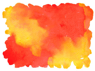 Watercolor abstract yellow and red background. Modern creative background for trendy design. Vector illustration.