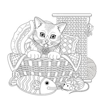 Adorable Kitty Coloring Page