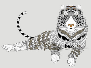 Fototapety  atrakcyjna strona kolorowania tygrysa