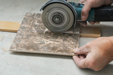 Cutting corners in the tile.
