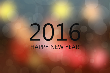 Abstract circular bokeh background of HAPPY NEW YEAR 2016 light use  blurred effect background 