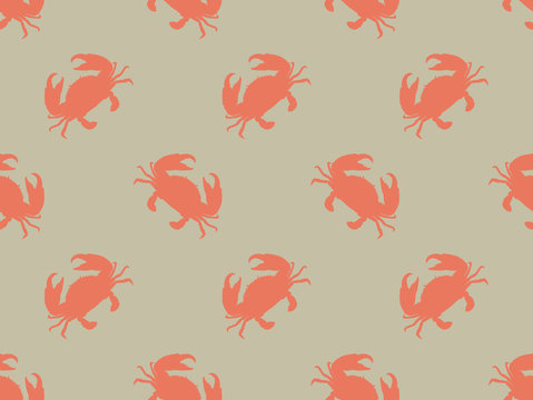 Seamless crab vector pattern
