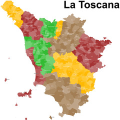 A large and detailed map of the Tuscany in Italy.