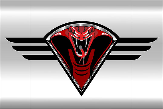 Red cobra on the black winged metallic shield
