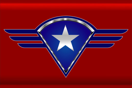 white star on the winged shield