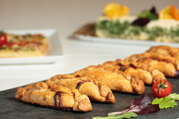 homemade pies on a slate background
