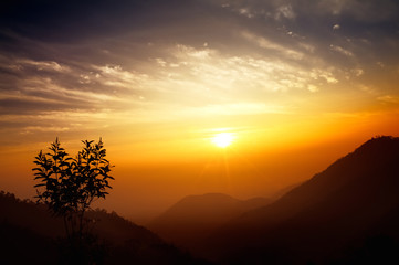 Fototapeta na wymiar Sunrise over mountain range