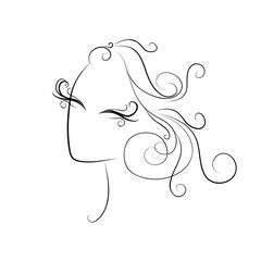 Sketch of curls hairstyle, fashion