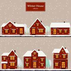 Fototapeta na wymiar Winter houses collection