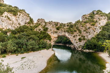 Fototapeta na wymiar Famous pont d'arc over river Ardeche in France, Europe.
