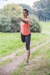 Girl exercise in park