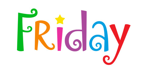 FRIDAY in multicoloured vector Festive Tree font