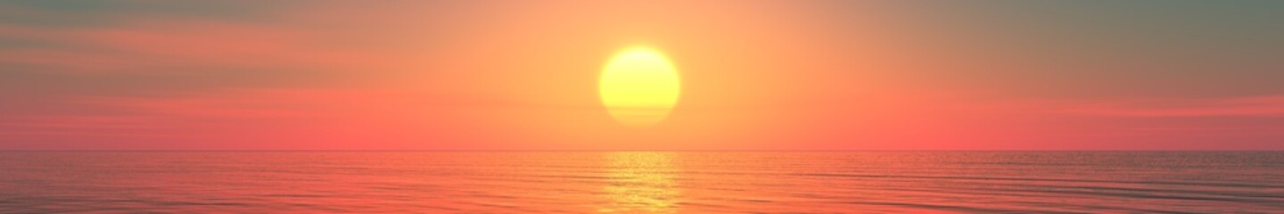 Panorama of sea sunset, sunrise. Baner.