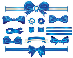 blue ribbon and bow ties collection,set of luxury blue ribbon,bow ties,bow for design decoration