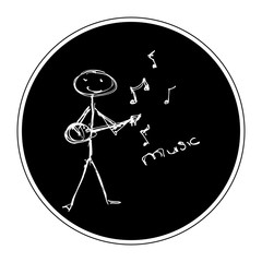 Stick man playing a guitar