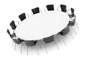 Conference Round Table and Office Chairs