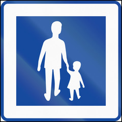 Road sign used in Sweden - Pedestrian area