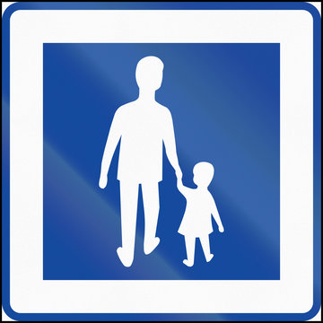 Road sign used in Sweden - Pedestrian area