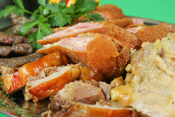 Catering tray with various meats