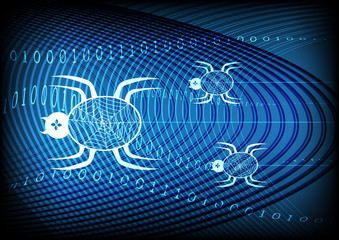 Spider Technology Blue Background Vector Illustration