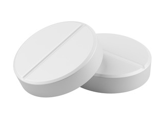 Close up two medical tablets