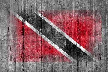 Trnidad and Tobago flag painted on background texture gray concr