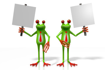 3D frogs with signposts