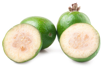 Tropical fruit feijoa isolated on white background