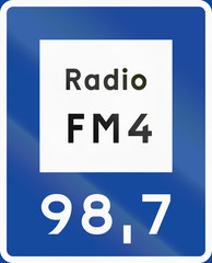Road sign used in Sweden - Radio station for road and traffic information