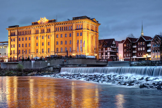 Hameln  mit Weserstaustufe und Pfortm&uuml;hle