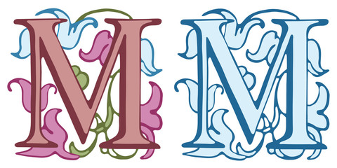 Vintage initials letter M.