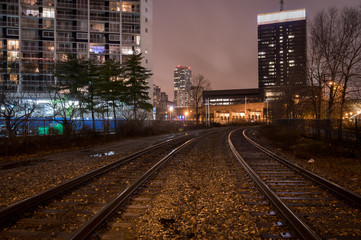 Fototapeta na wymiar Wet Railroad Tracks
