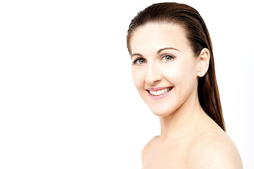 Woman with healthy clear skin on a face