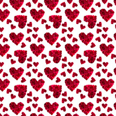 Fototapeta na wymiar pattern red heart rose petals