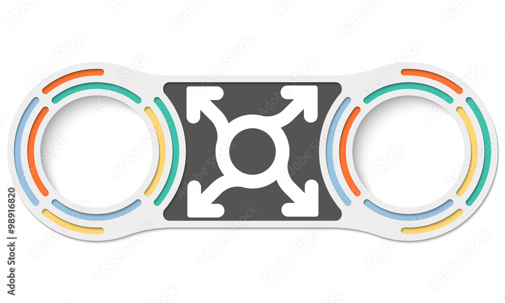 Poster two circular connected boxes for your text and arrows
