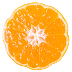 sliced mandarin isolated on white background