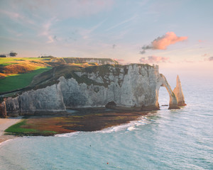 famouse Etretat arch rock, France