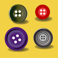 Vector illustration. Bright colors buttons on Yellow background.