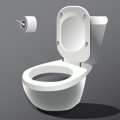 Toilet bowl isolated on white photo-realistic vector.