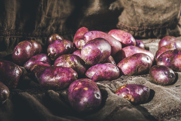 pile of clean pink potatoes