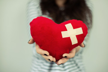 heart with medical tape