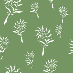 Seamless pattern with hand drawn wild herbs - ferns. Vector, EPS 10.