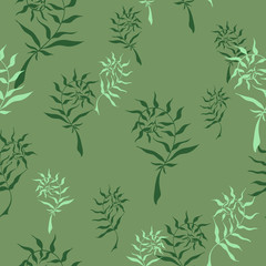 Fototapeta premium Seamless pattern with hand drawn wild herbs - ferns. Vector, EPS 10.