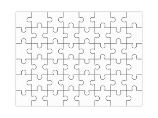 Jigsaw puzzle blank 6x8 elements, fourty-eight vector pieces.